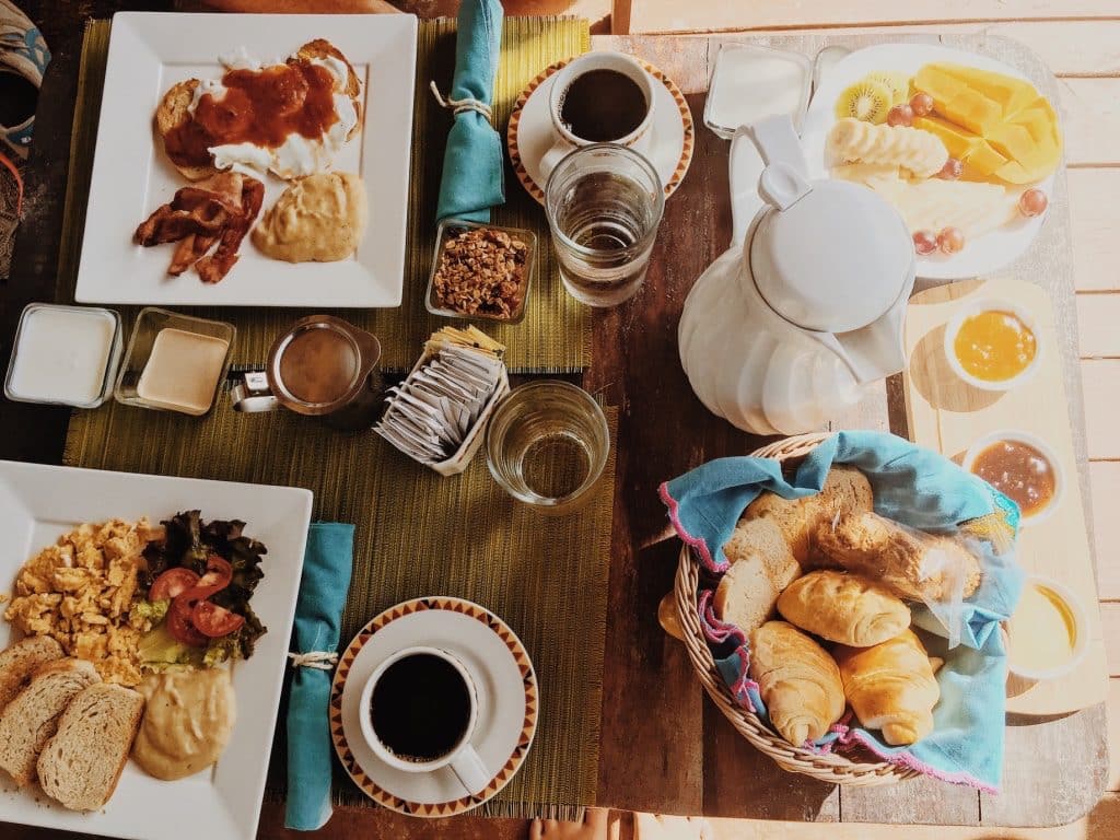 { morning breakfast spread outside our room }